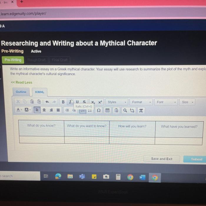 Write an informative essay on a greek mythical character